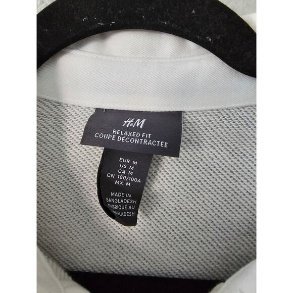 H&M Mens Sweat Shirt Sz Medium Pop Over Gray Collared Long Sleeves Gorpcore - Picture 4 of 10